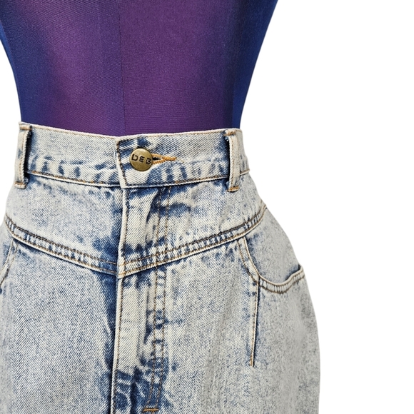 Vintage 80s Deb Acid Washed High Waist Denim Jean Skirt Size 11 Juniors P19‎ - Picture 4 of 12